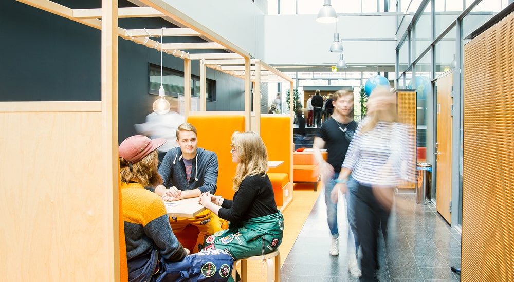 Students talking in student space
